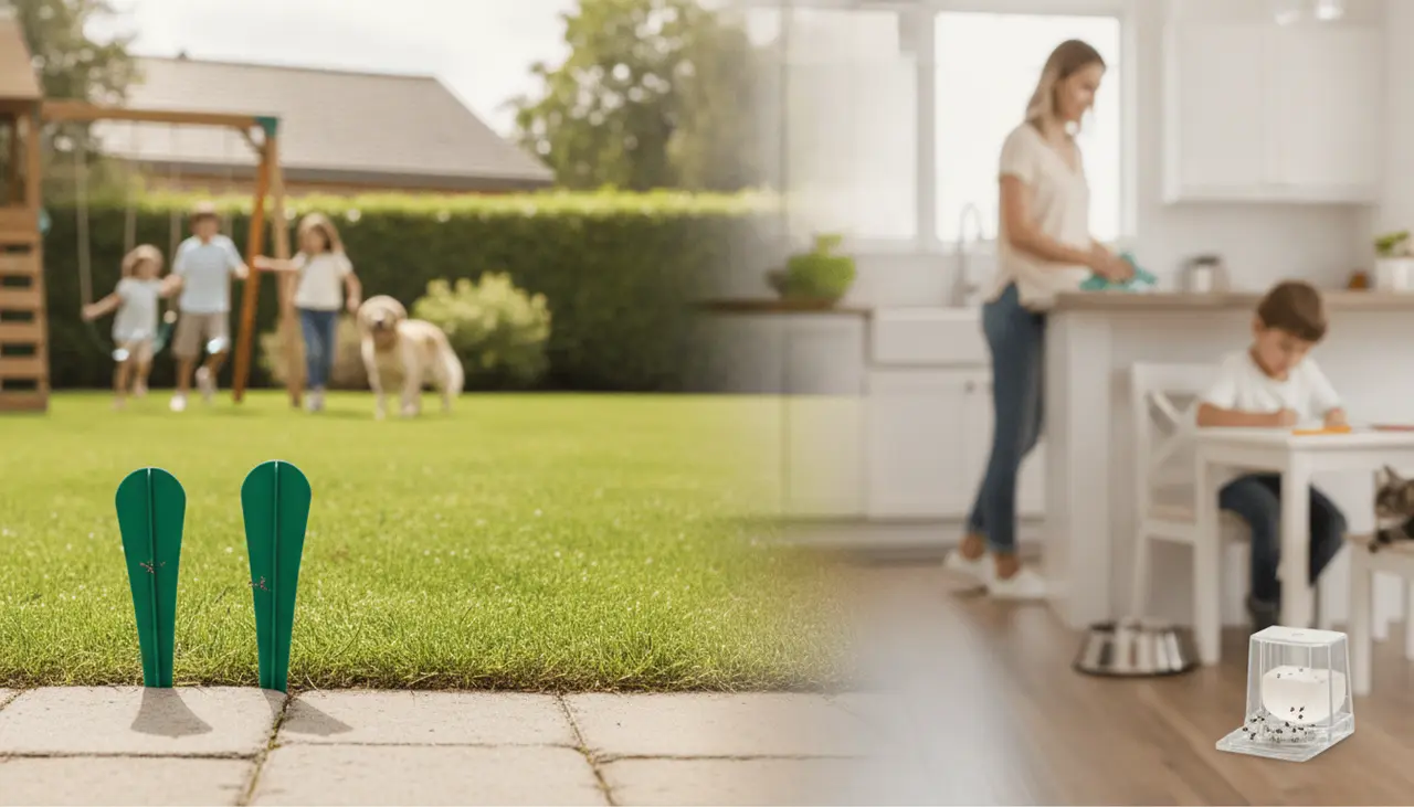 Outdoor Ant Stakes vs. Indoor Baits: Which is Safer for Your Family? visual summary