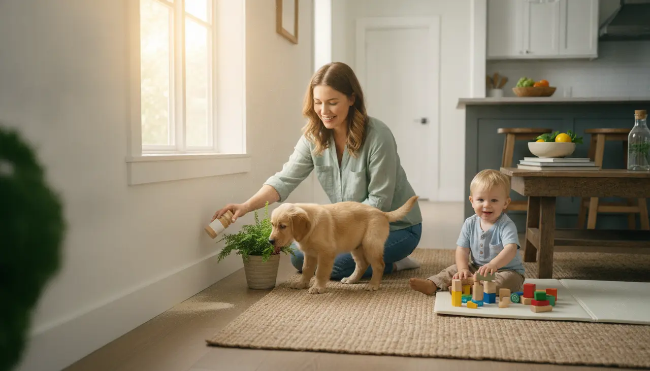 Safe Ant Solution visual guide for Family-centric DIY residential ant control and prevention focusing on safety, efficiency, and non-toxic alternatives.